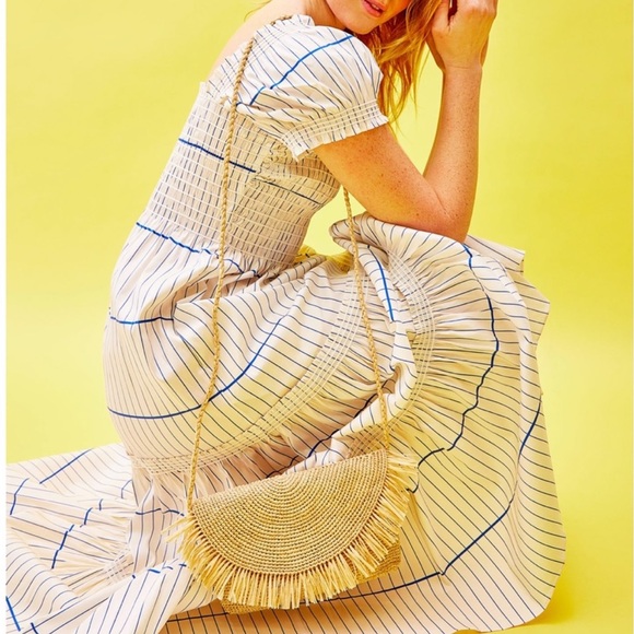 Mar Y Sol Tanya Raffia  Fringe Crossbody Clutch Purse - Picture 2 of 12